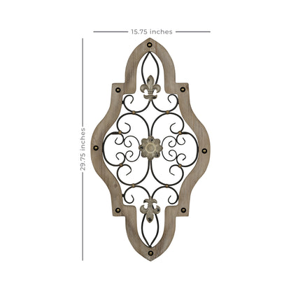 30" X 16" White Washed Metal Wall Decor
