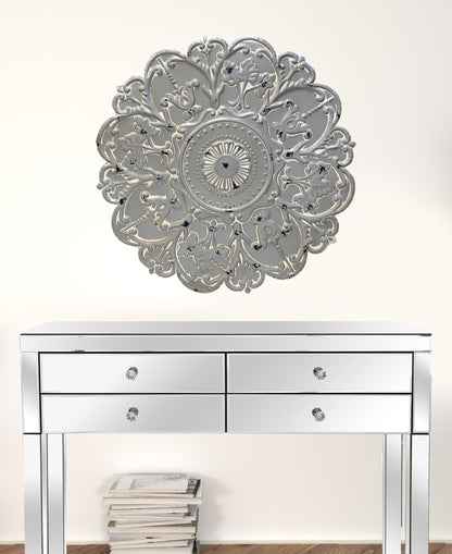 Distressed Floral Metal Medallion Wall Decor