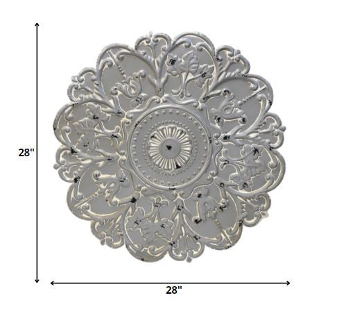 Distressed Floral Metal Medallion Wall Decor
