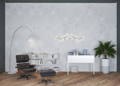 15" X 51" Pearl Metal Leaves Wall Decor