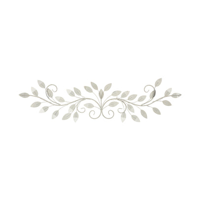 15" X 51" Pearl Metal Leaves Wall Decor