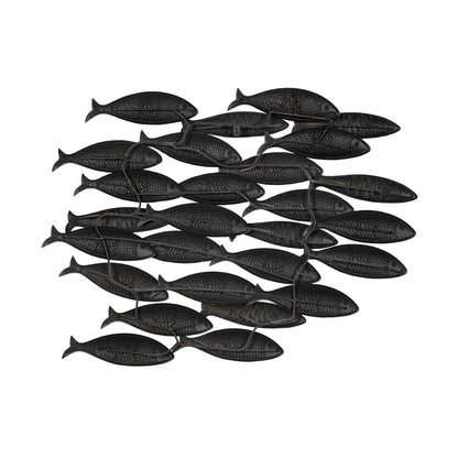 Coastal Grey School Of Fish Metal Wall Decor
