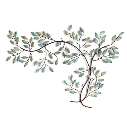 28" X 39" Green and Gold Metal Trees Wall Decor