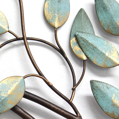 28" X 39" Green and Gold Metal Trees Wall Decor