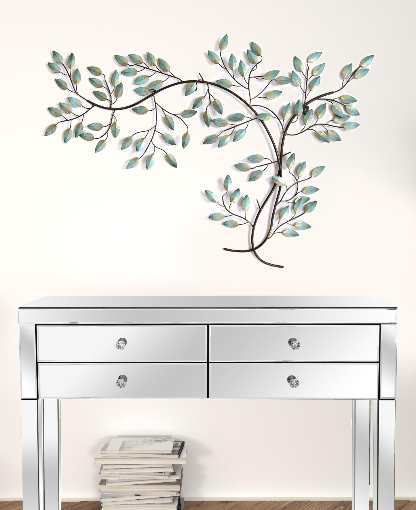 28" X 39" Green and Gold Metal Trees Wall Decor