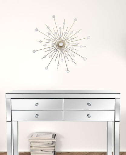 Shimmering Gold Metal Mirror Burst Wall Decor