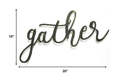Black Gather Metal Script Wall Decor