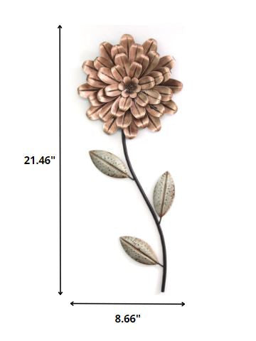 Romantic Flower Stem Metal Wall Decor