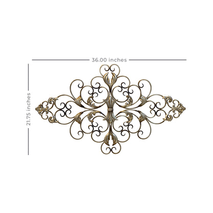 Champagne Ornate Scroll Metal Decor