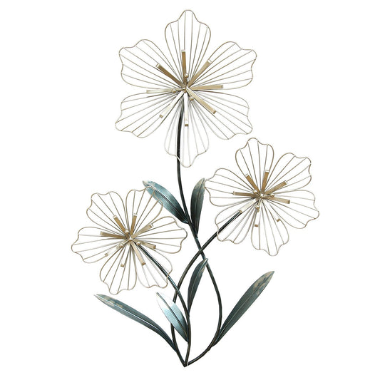 30" X 19" Silver Metal Flower Wall Decor