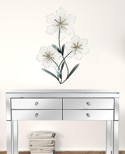 30" X 19" Silver Metal Flower Wall Decor