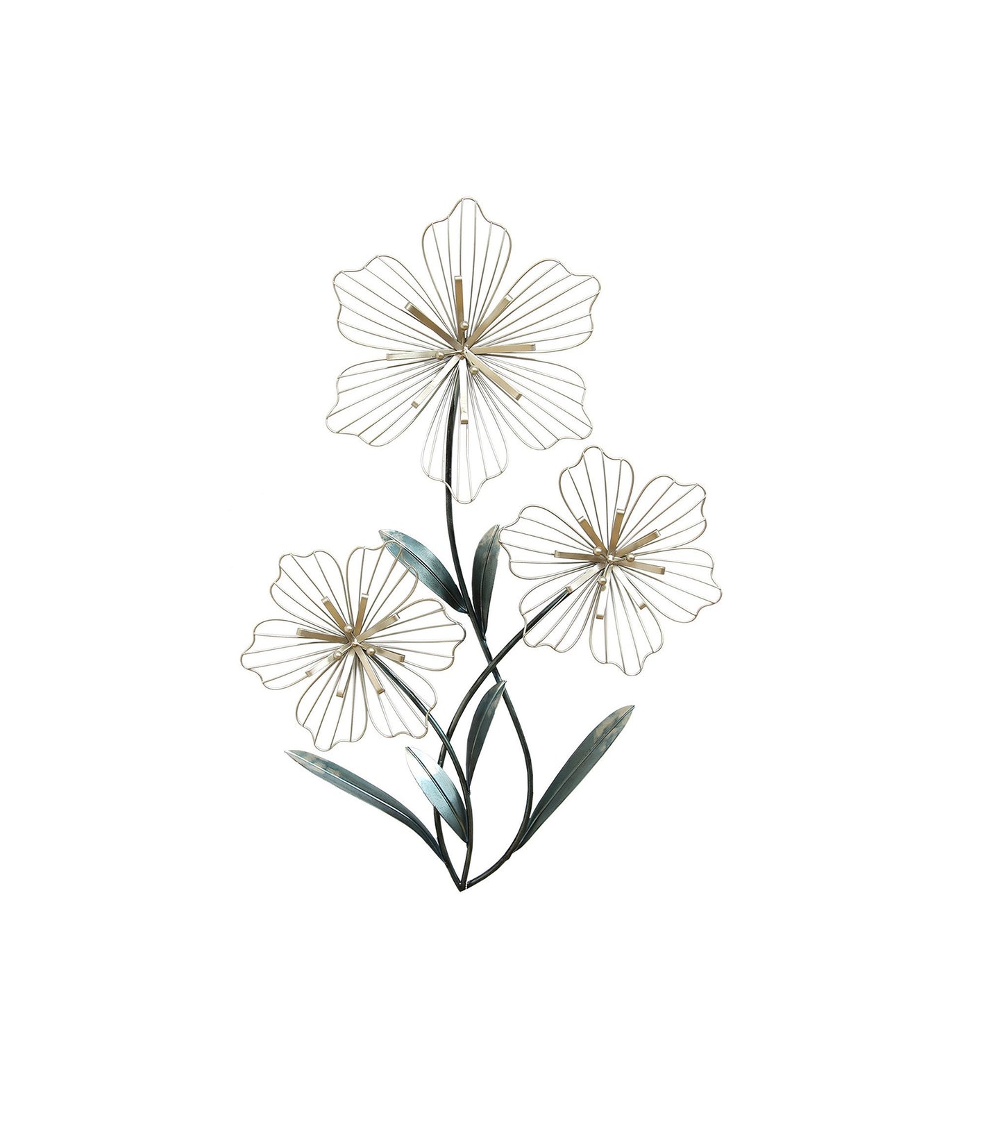 30" X 19" Silver Metal Flower Wall Decor