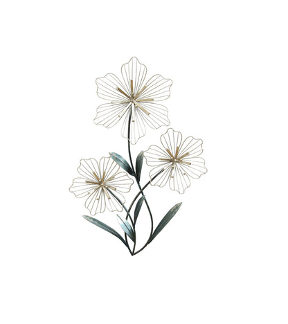 30" X 19" Silver Metal Flower Wall Decor