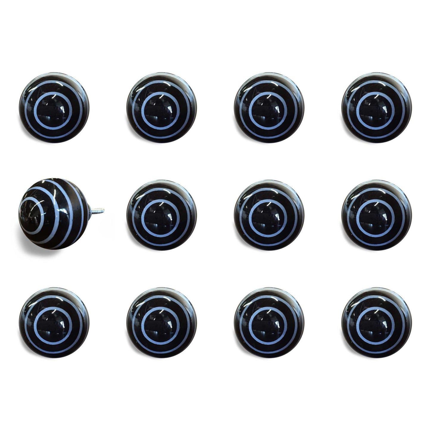 1.5" X 1.5" X 1.5" Black And Light Blue Knobs 12 Pack