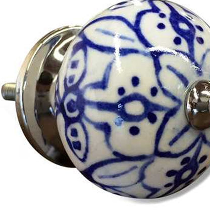 1.5" X 1.5" X 1.5" White Blue And Silver Knobs 12 Pack