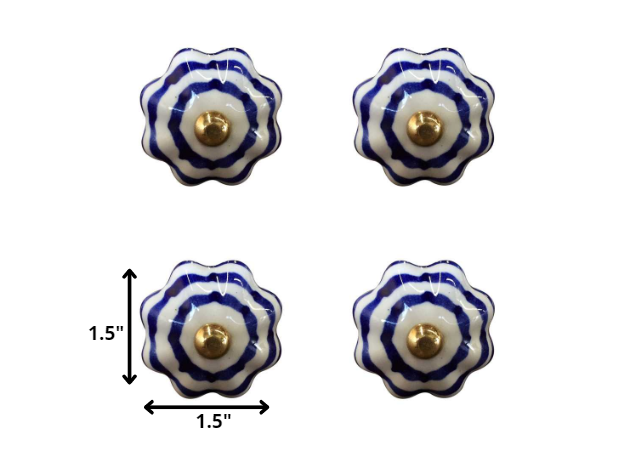 1.5" X 1.5" X 1.5" White Blue And Copper  Knobs 12 Pack