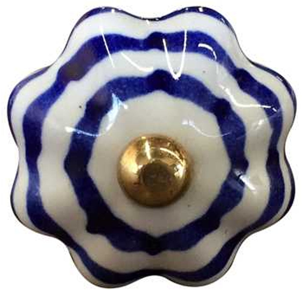 1.5" X 1.5" X 1.5" White Blue And Copper  Knobs 12 Pack