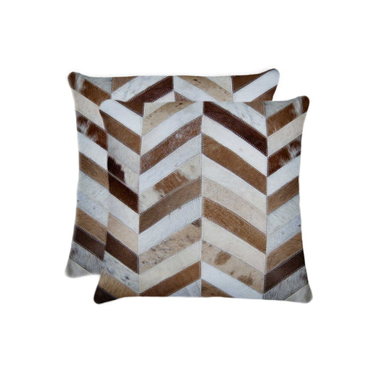 18" X 18" X 5" Modern And Natural Cowhide  Pillow 2 Pack