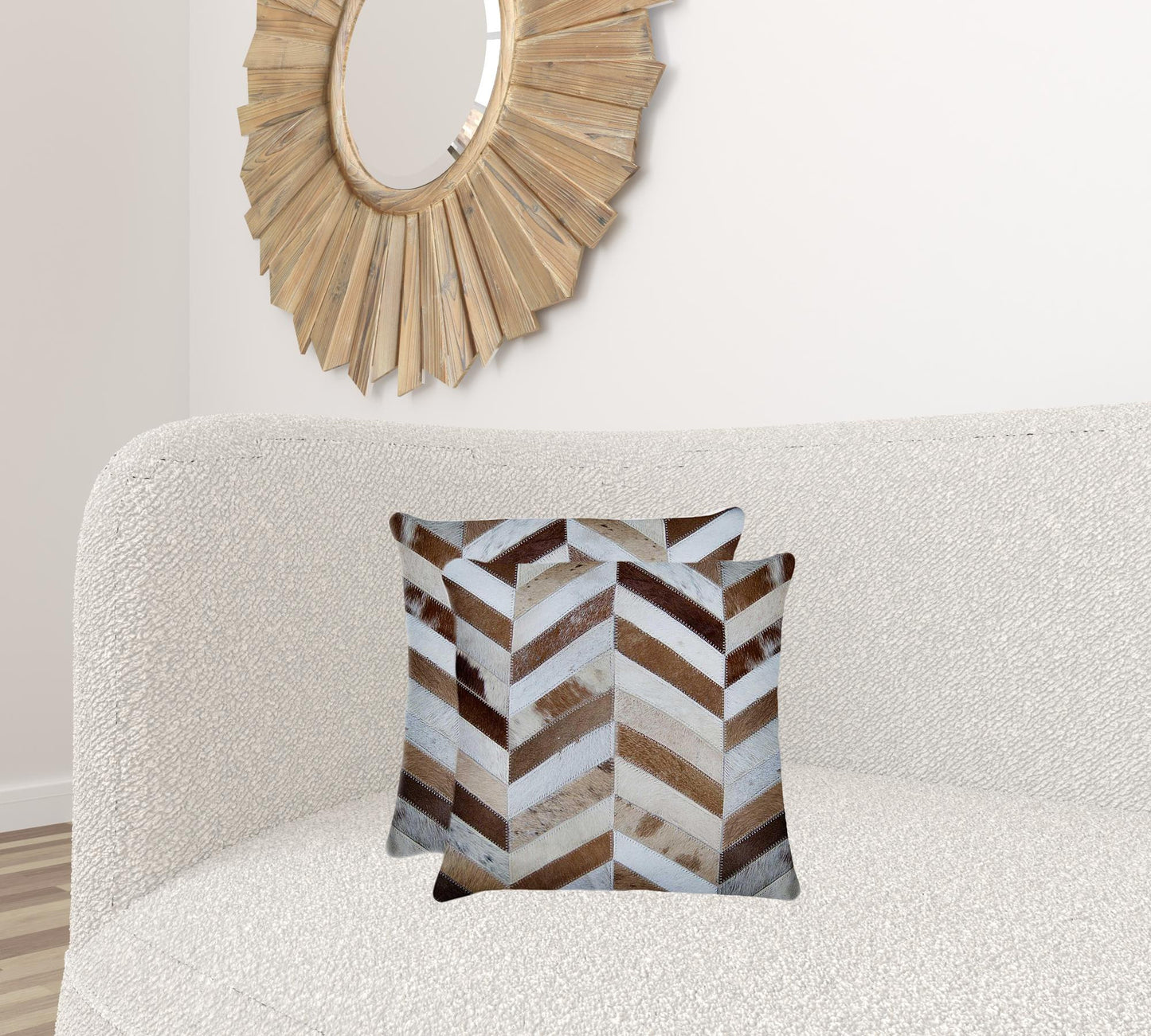 18" X 18" X 5" Modern And Natural Cowhide  Pillow 2 Pack