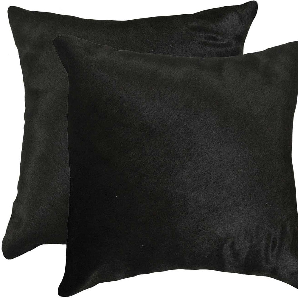 Set Of Two 18" X 18" Cowhide Zippered Pillow