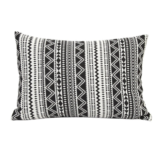 Modern Boho Black And White Stripe Lumbar Accent Pillow