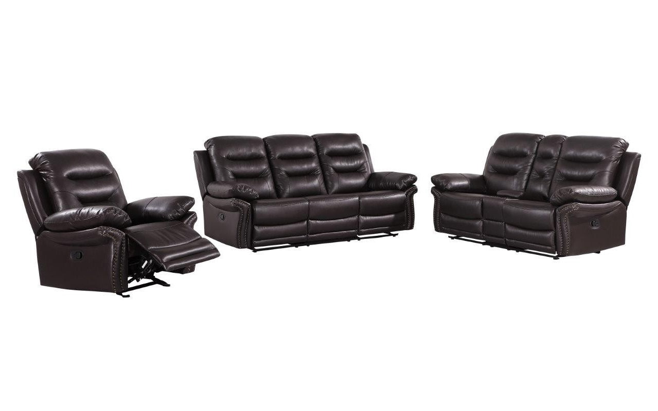 Two Piece Indoor Brown Faux Leather Five Person Seating Set