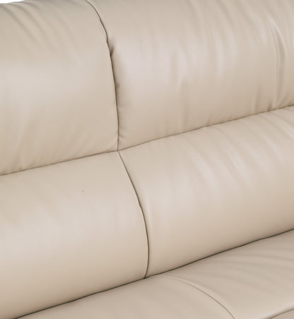 47" Beige and Silver Leather Match Arm Chair