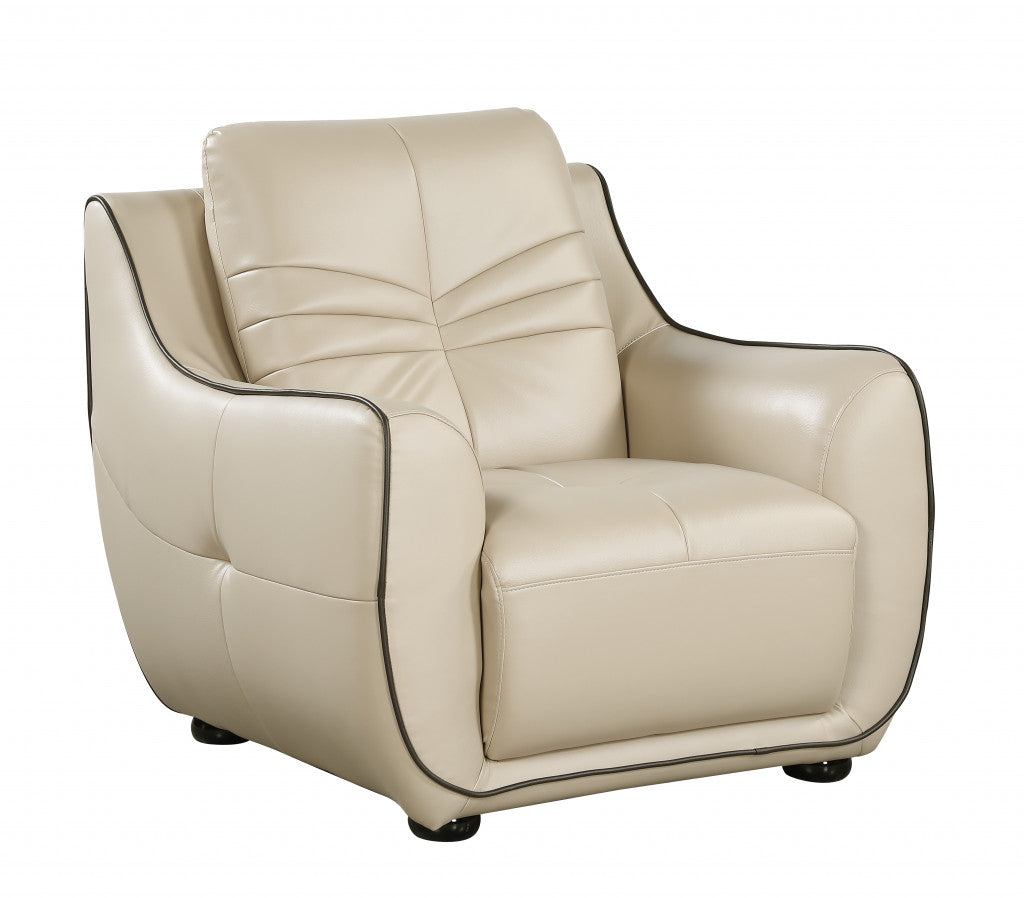 36" Beige Elegant Faux Leather Chair