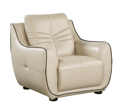 36" Beige Elegant Faux Leather Chair