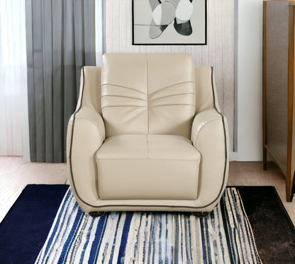 36" Beige Elegant Faux Leather Chair