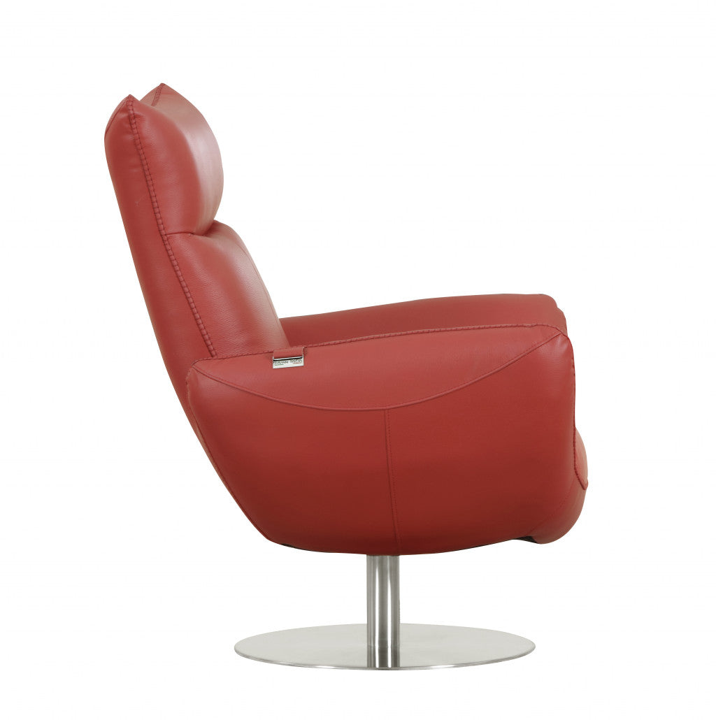 43" White Contemporary Leather Lounge Chair