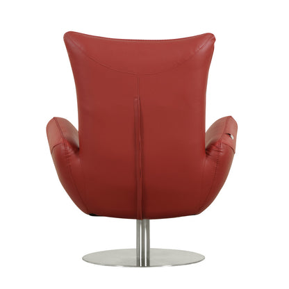 43" White Contemporary Leather Lounge Chair