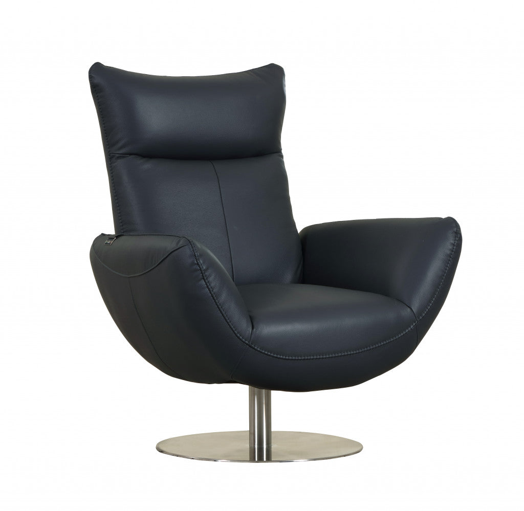 43" White Contemporary Leather Lounge Chair