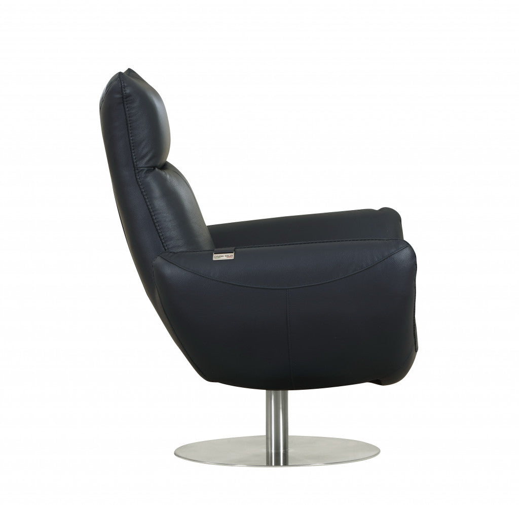 43" White Contemporary Leather Lounge Chair