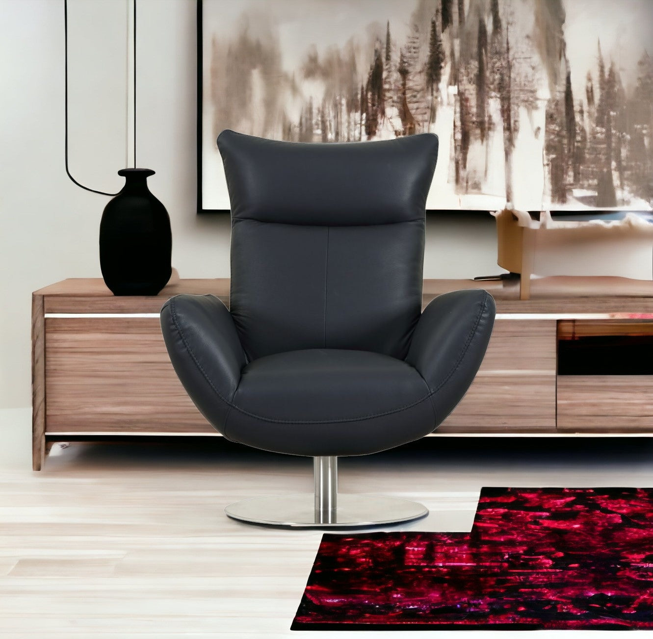 43" White Contemporary Leather Lounge Chair