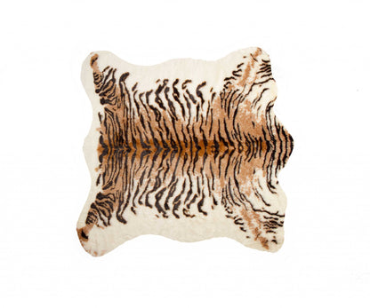 4.25" X 5" Tiger Faux Hide Rug