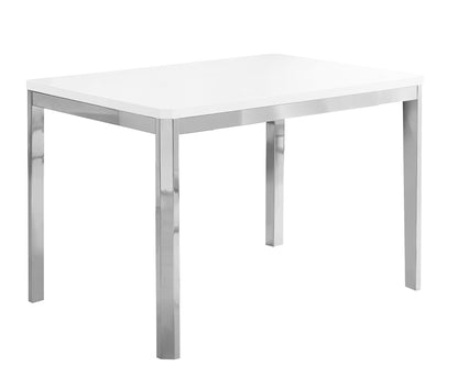 32" White and Silver Metal Dining Table