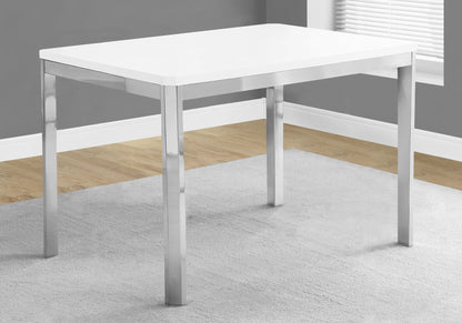 32" White and Silver Metal Dining Table