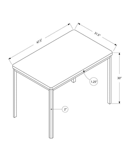 32" White and Silver Metal Dining Table