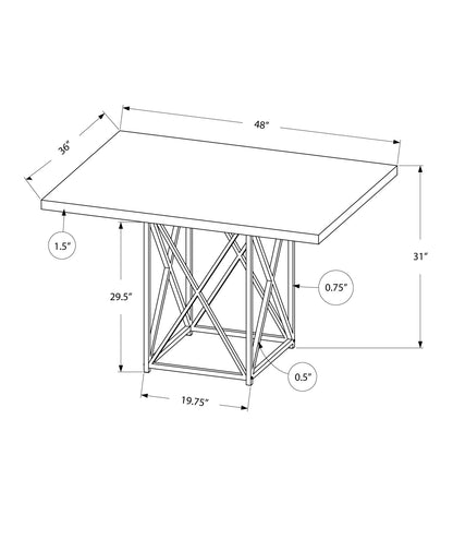 36" Gray and Silver Metal Dining Table