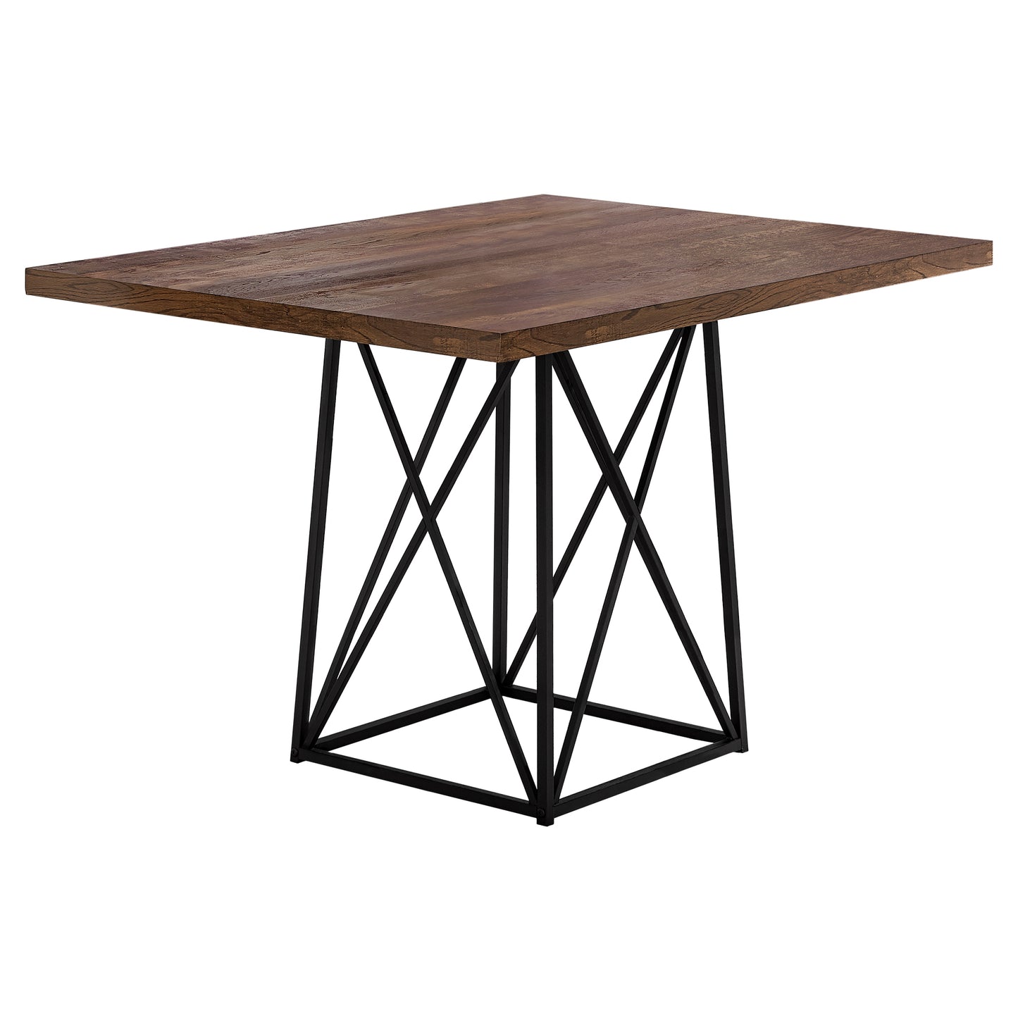 36" Brown And Black Rectangular Solid Wood And Metal Dining Table