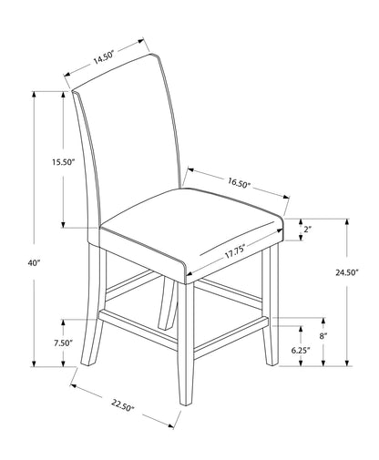 45" X 35.5" X 80" Brown Leather Look Counter Height 2Pcs Dining Chair