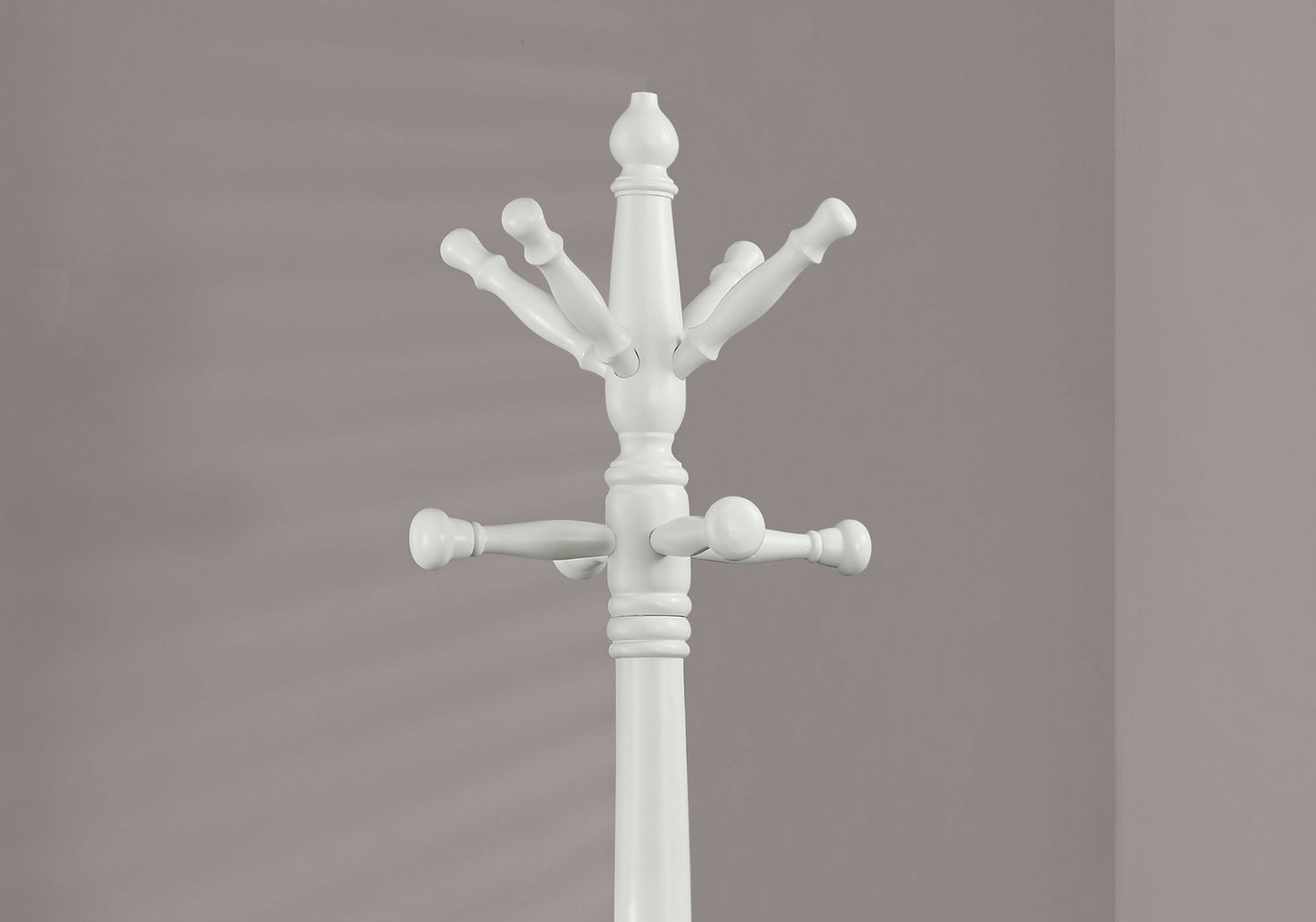 White Solid Wood Coat Rack With Triple Tiered Coat Stand