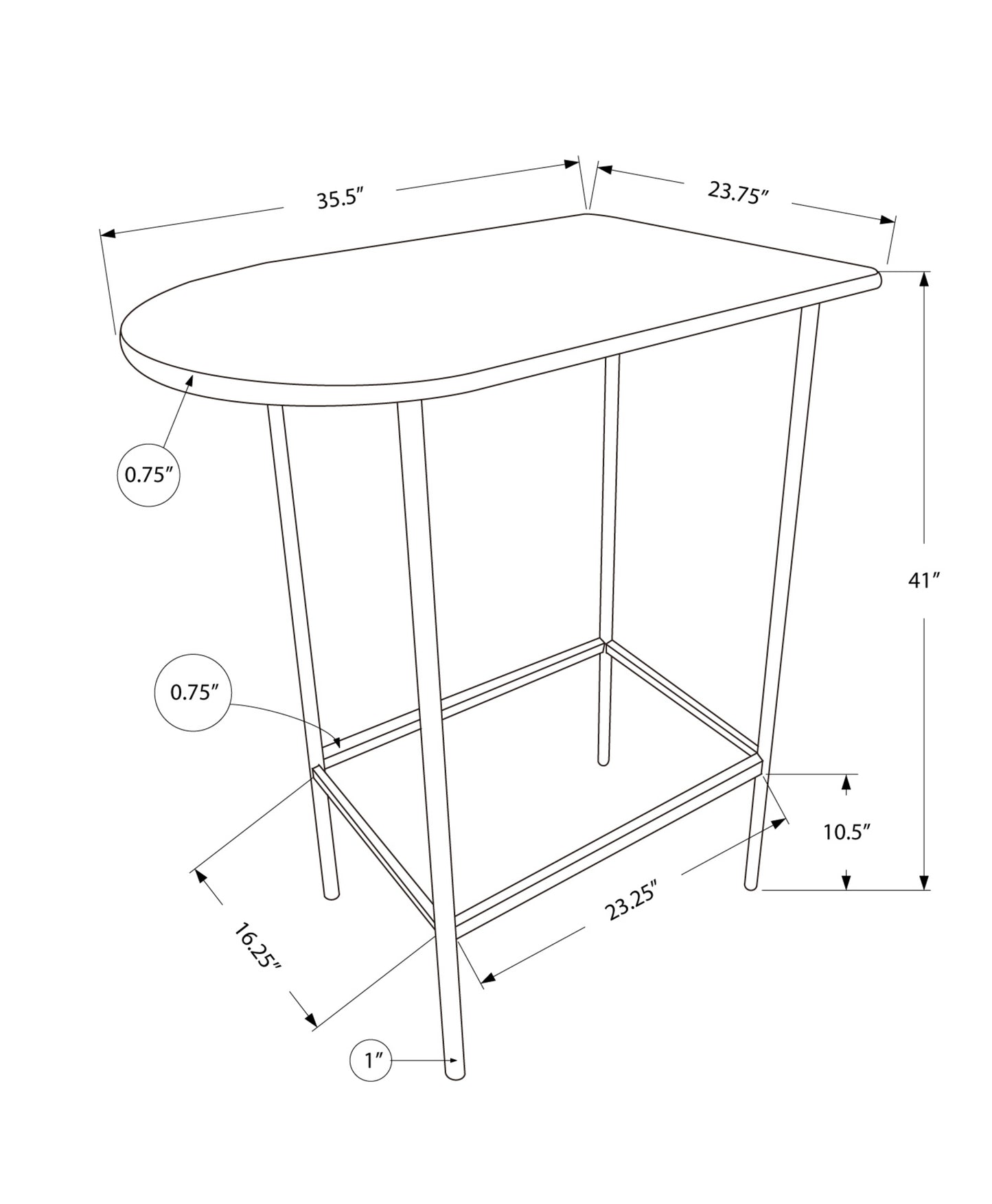 41" Black And Gray End Table