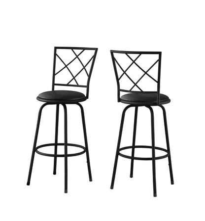 Set Of Two 88" Black Metal Bar Chairs With Footrest