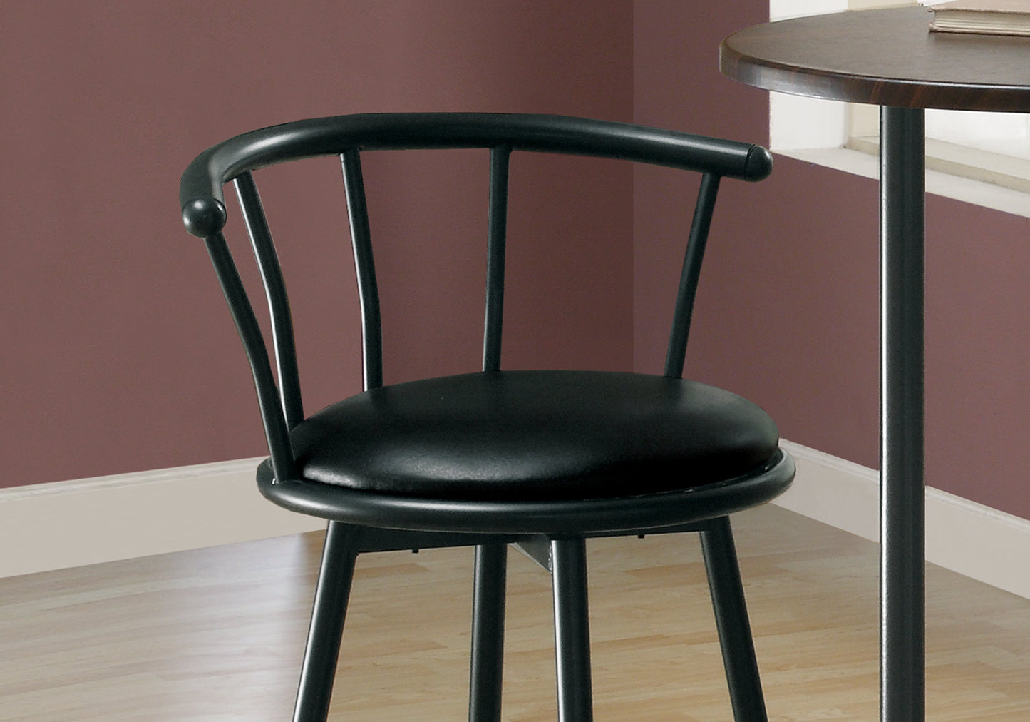 74" Black Metal Low Back Bar Chair With Footrest