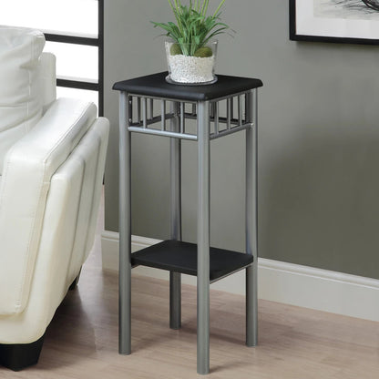 28" Silver And Black End Table With Shelf