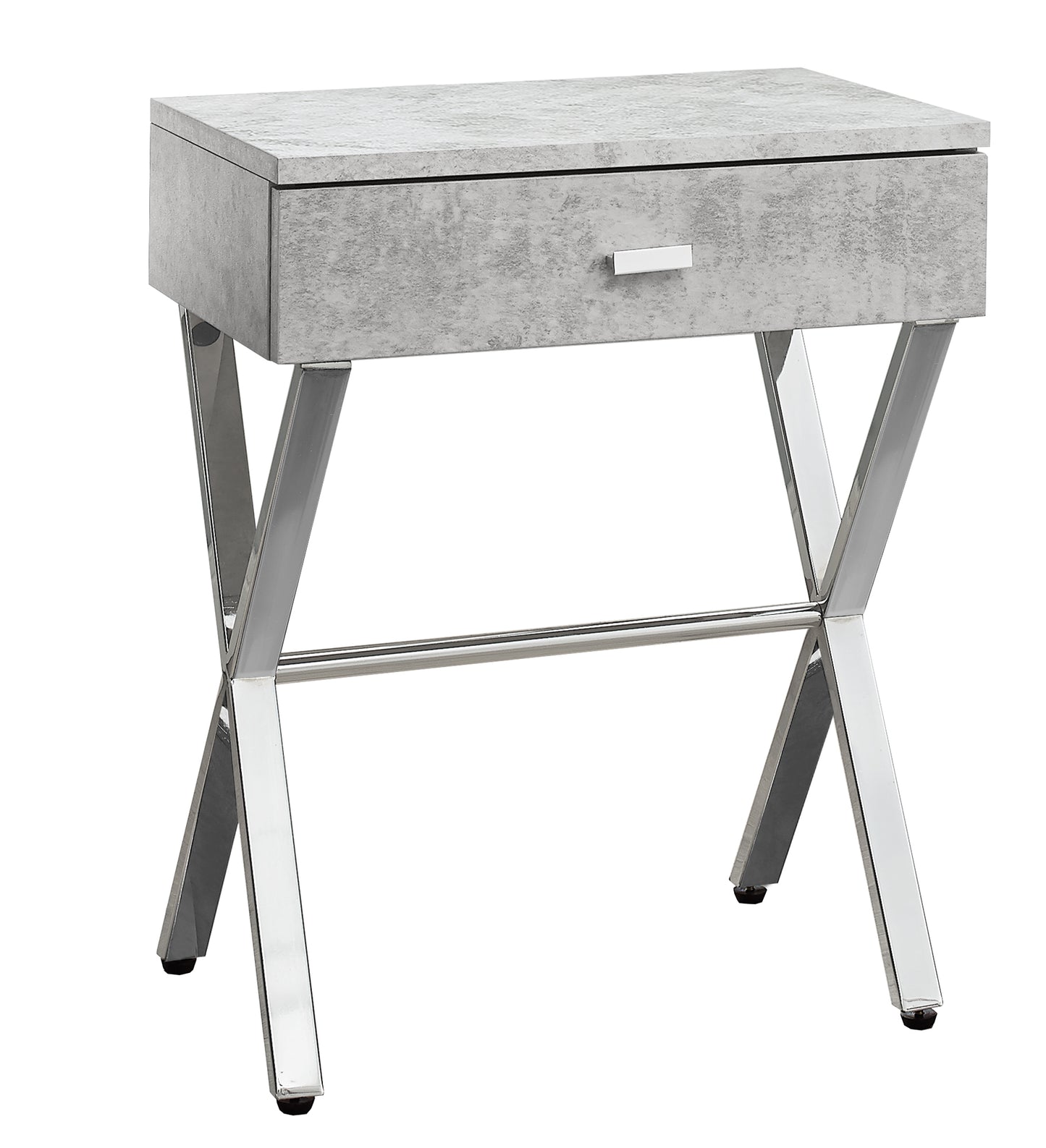 22" Silver And White End Table With Drawer