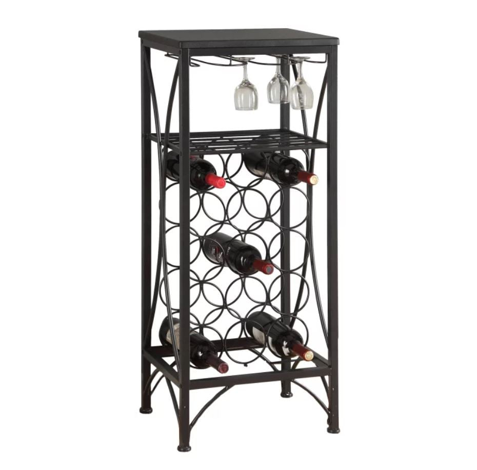 41" Black Stainless Steel Wine Rack