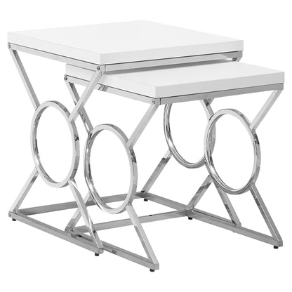 43" Silver And White Nested Tables